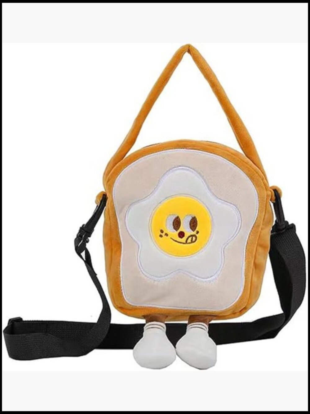 Mini Kawaii Plush Crossbody Bag Bread Slice Shoulder Purse with Zipper Fun Food
